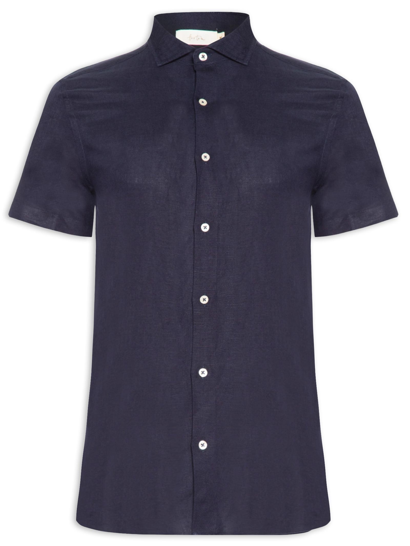 Foxton - Camisa Masculina Manga Curta Linho Enseada New - Azul