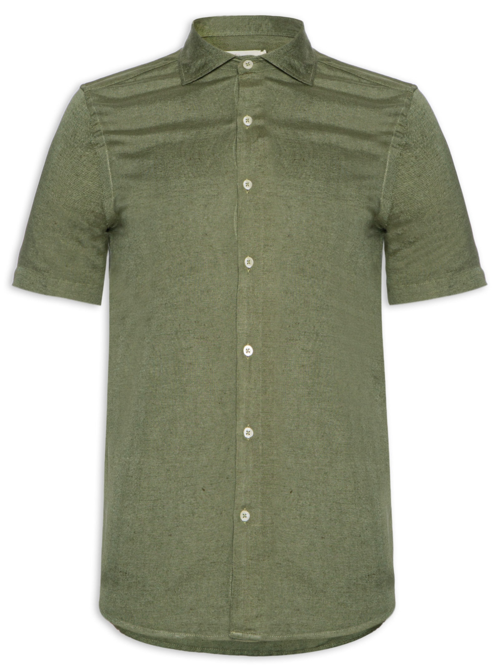 Camisa Masculina Manga Curta Linho Enseada New Verde  Foxton
