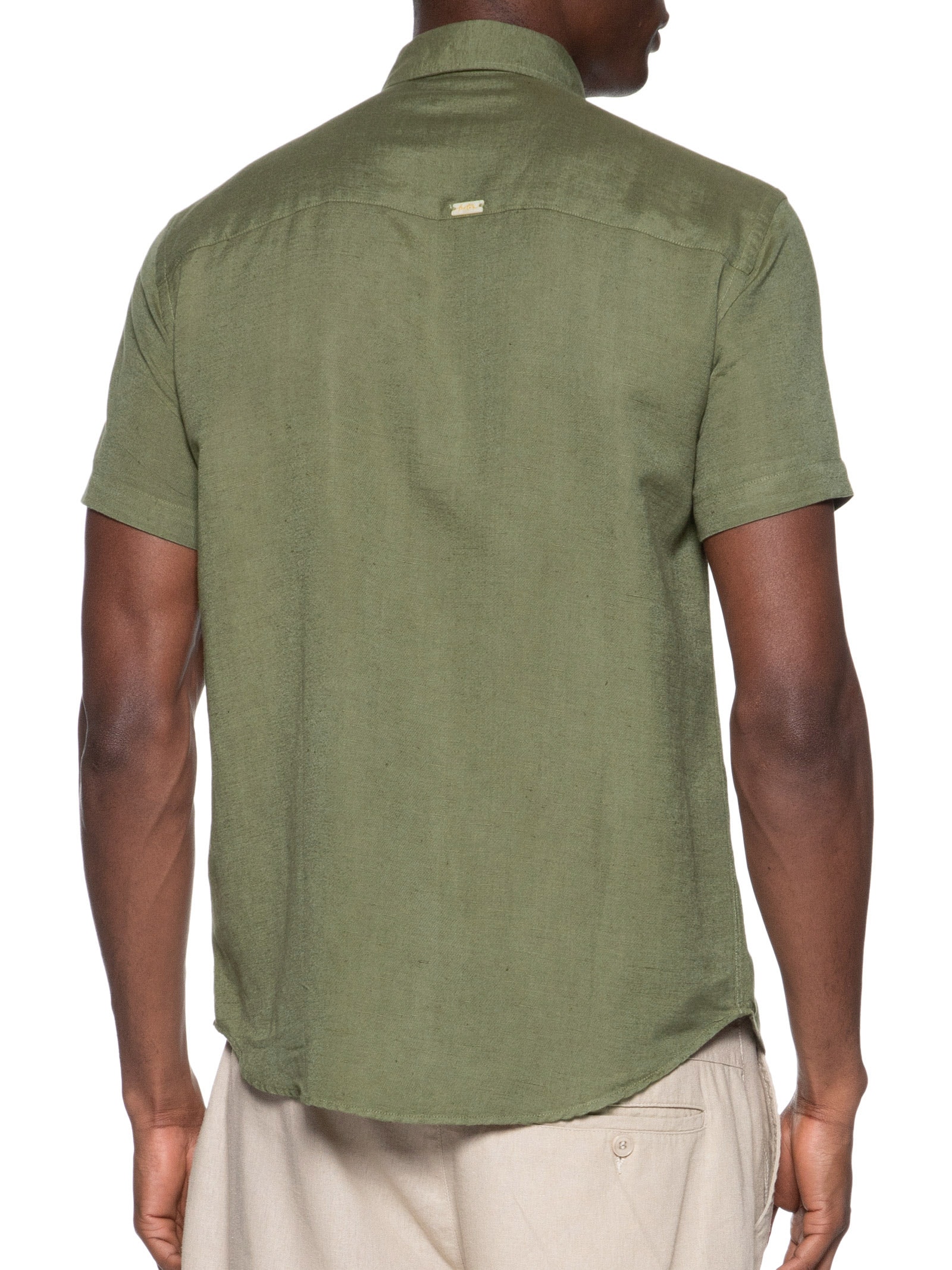 Camisa Masculina Manga Curta Linho Enseada New Verde  Foxton