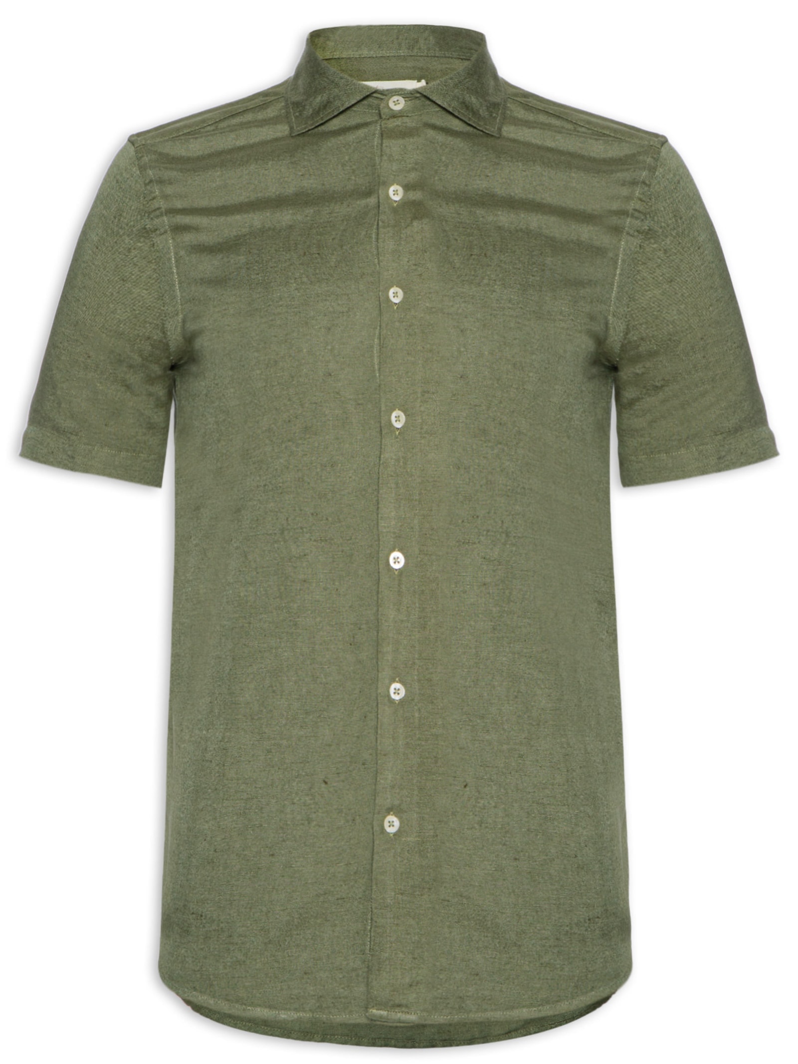Camisa Masculina Manga Curta Linho Enseada New Verde  Foxton
