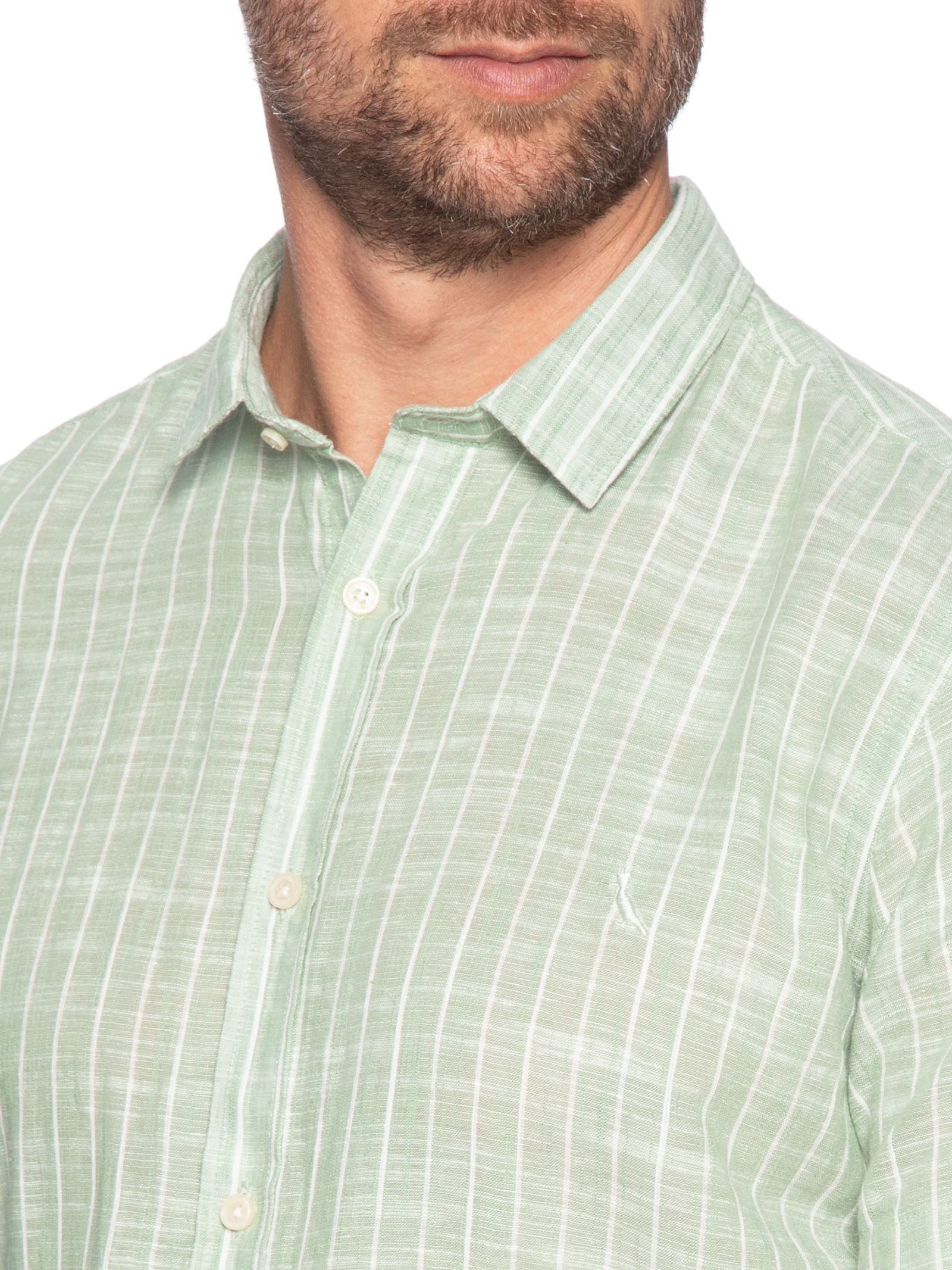 Camisa Masculina Manga Curta Linho Sun Verde Reserva