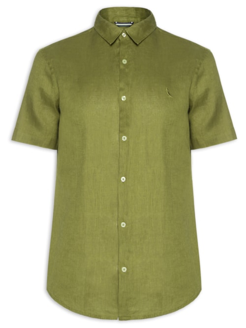 Camisa Masculina Manga Curta Linho – Verde