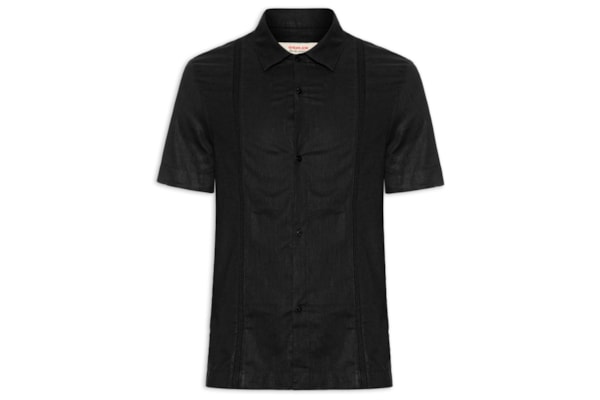 Camisa Masculina Manga Curta Linnen Marau - Preto