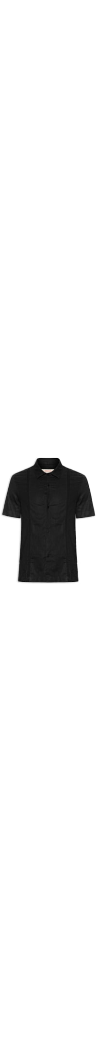 Camisa Masculina Manga Curta Linnen Marau - Preto