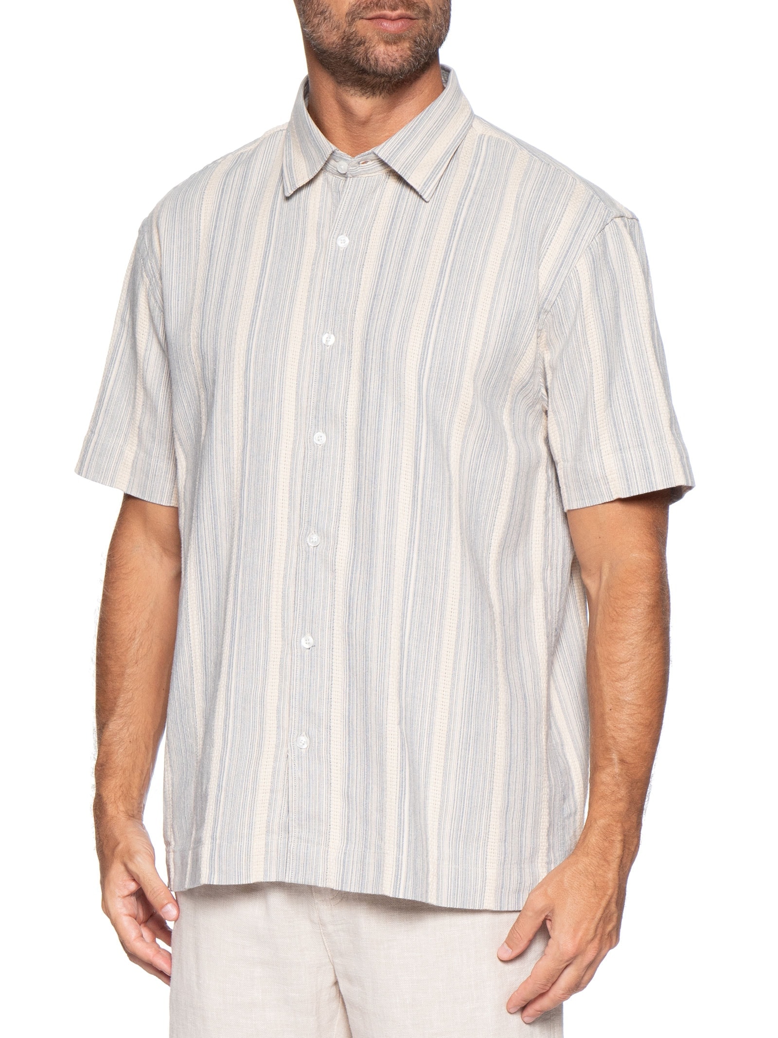 Camisa Masculina Manga Curta Listra Náutica Off White Foxton