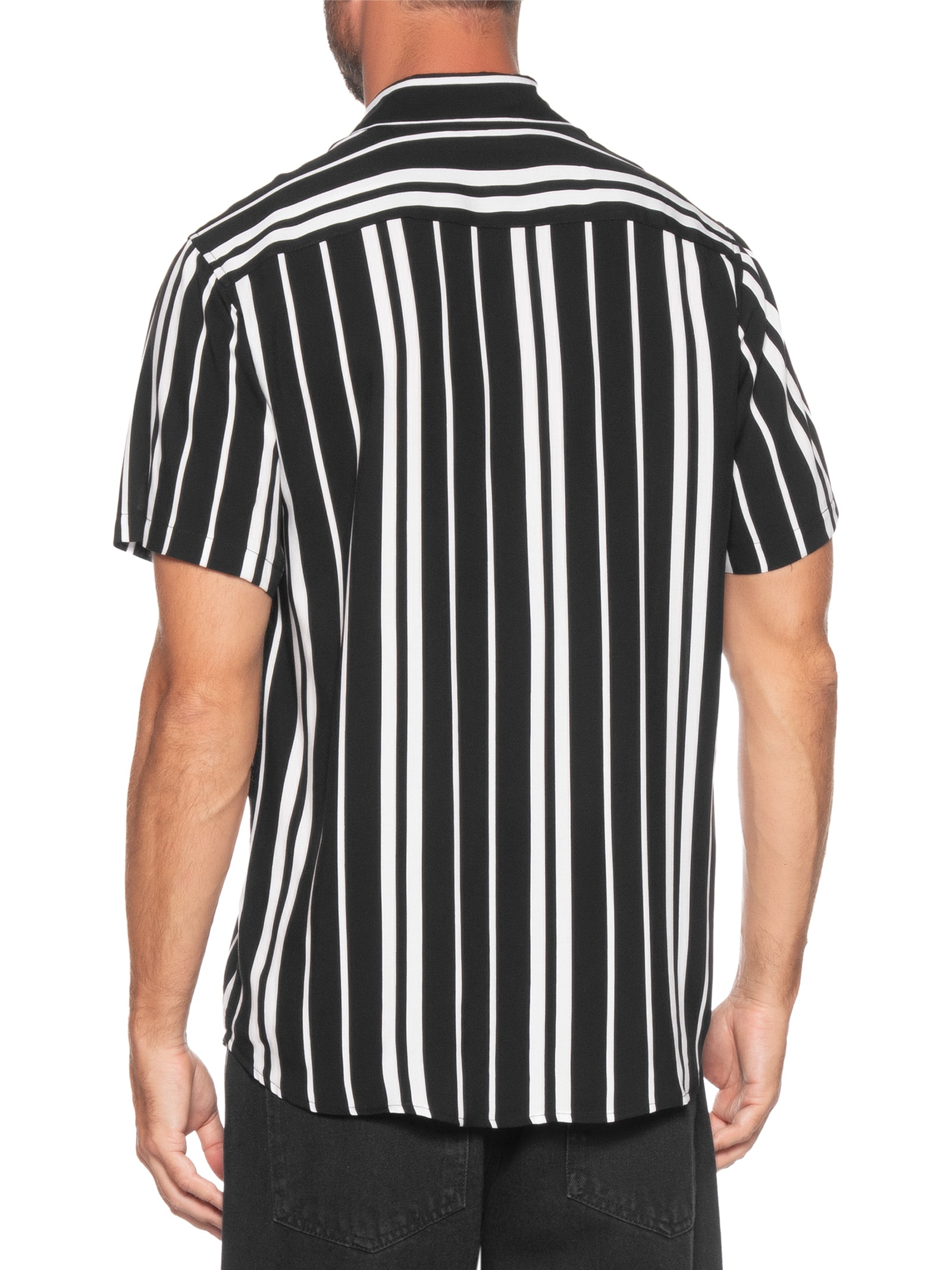 Camisa Masculina Manga Curta Listrada Preto Basiq Men