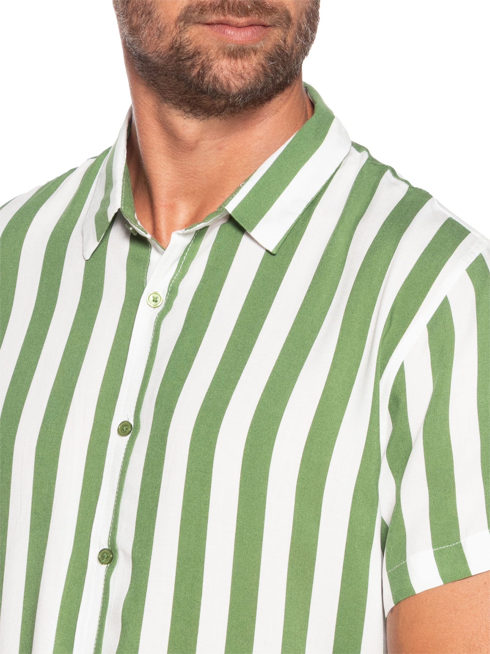 Camisa Masculina Manga Curta Listrada Verde Basiq Men