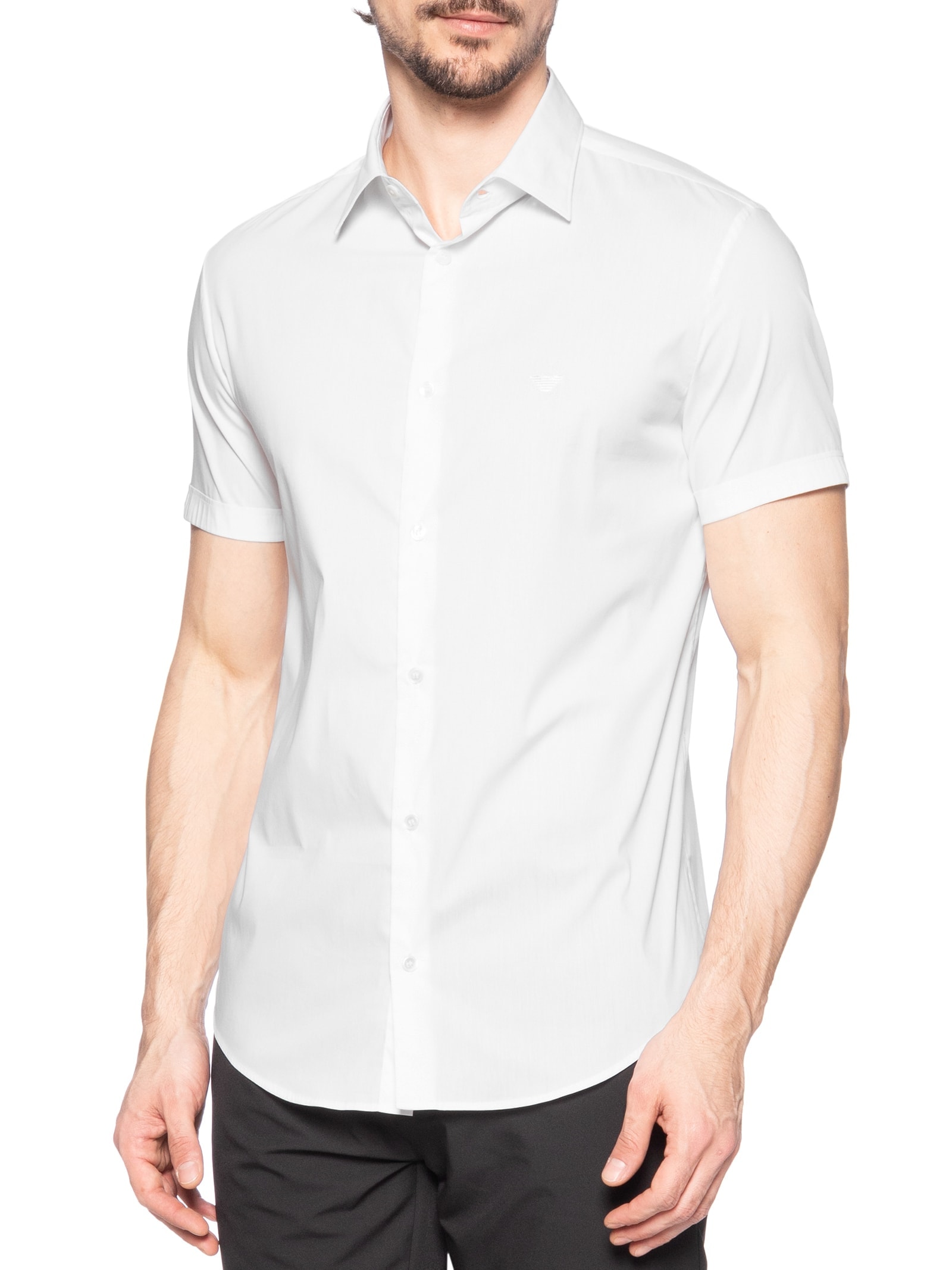 Camisa Masculina Manga Curta Logo Branco Emporio Armani