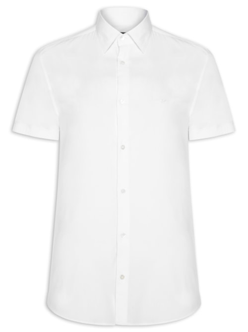 Camisa Masculina Manga Curta Logo – Branco