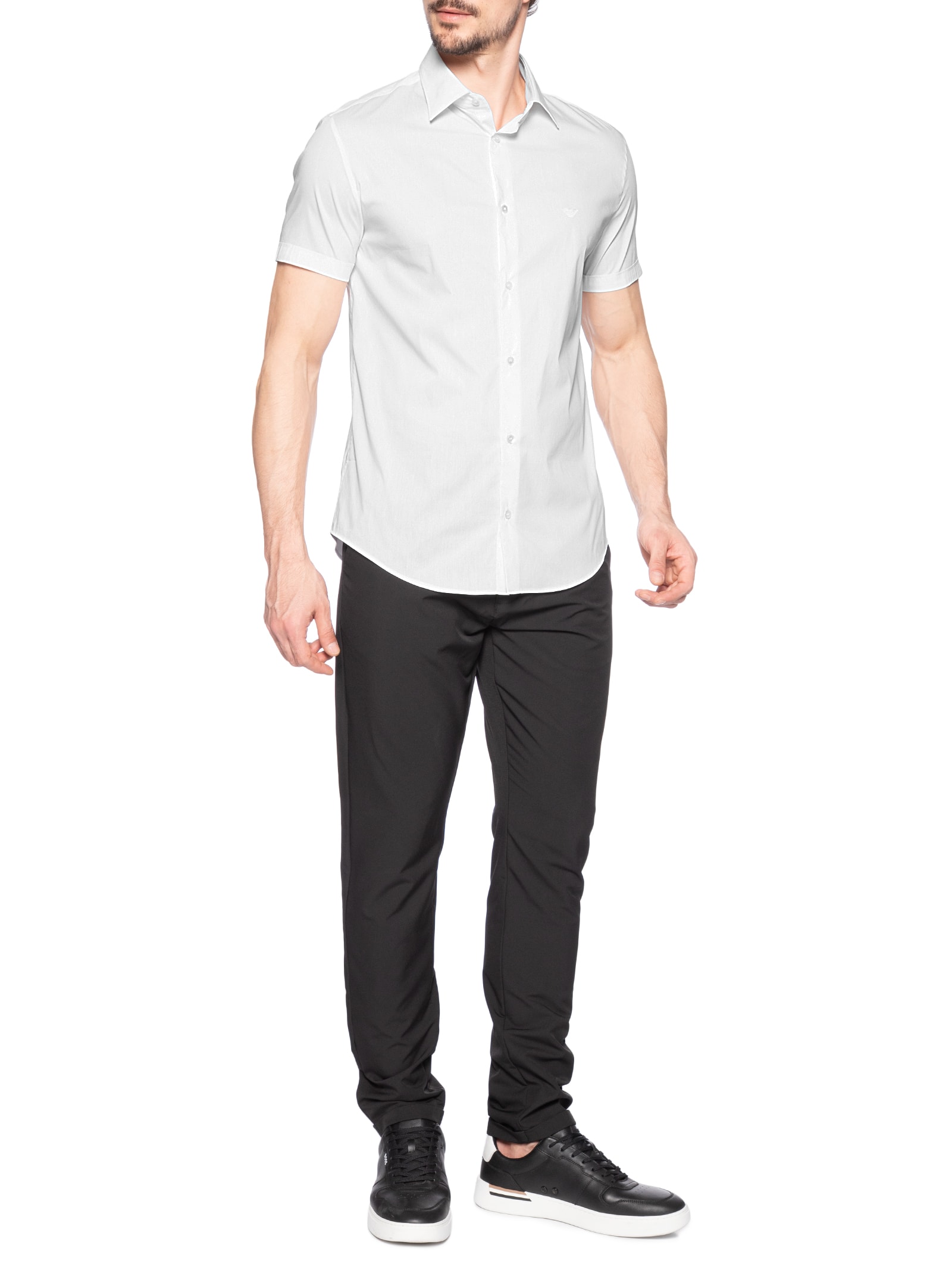 Camisa Masculina Manga Curta Logo Branco Emporio Armani