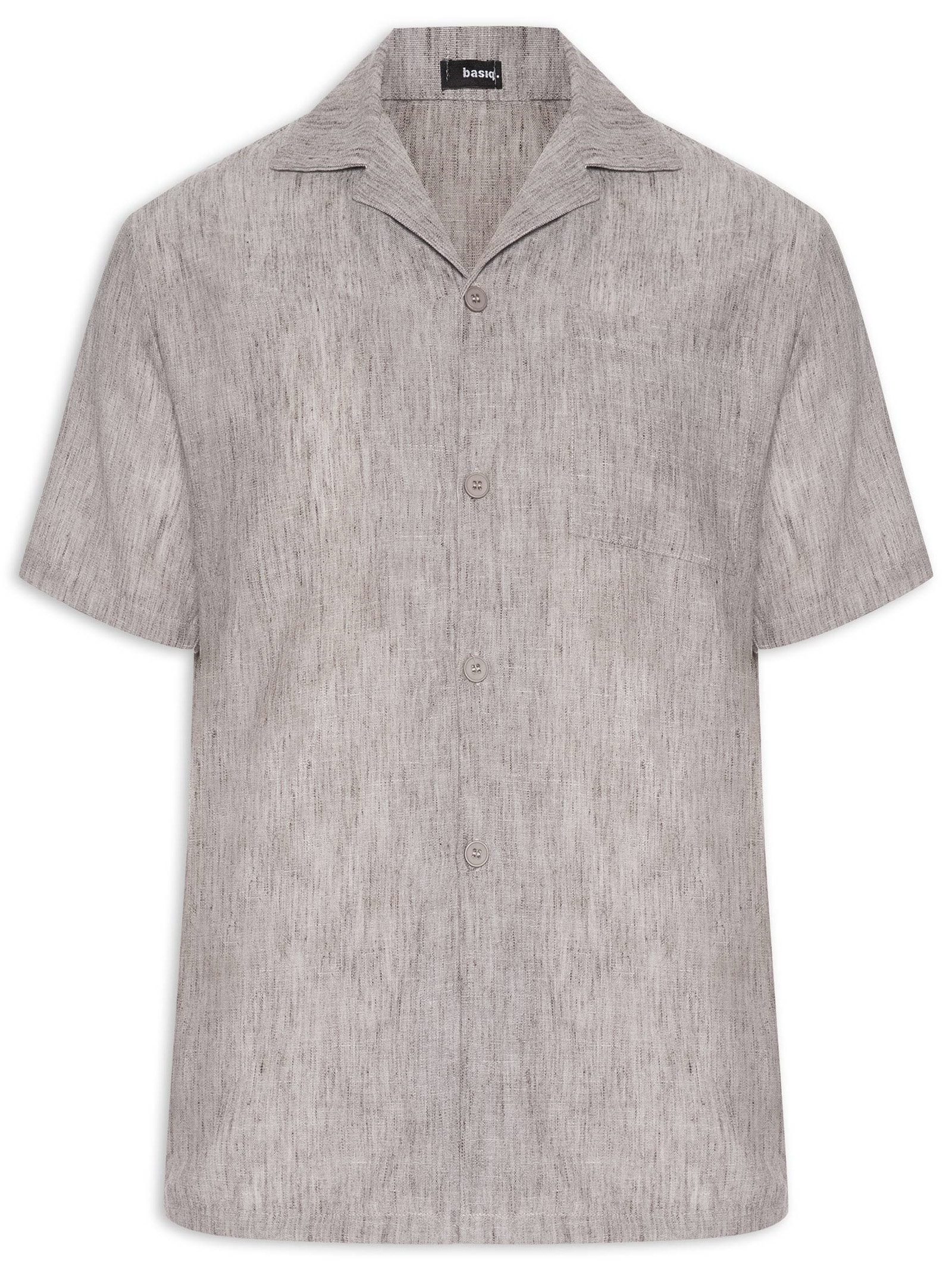Camisa Masculina Manga Curta Marrom Basiq Men