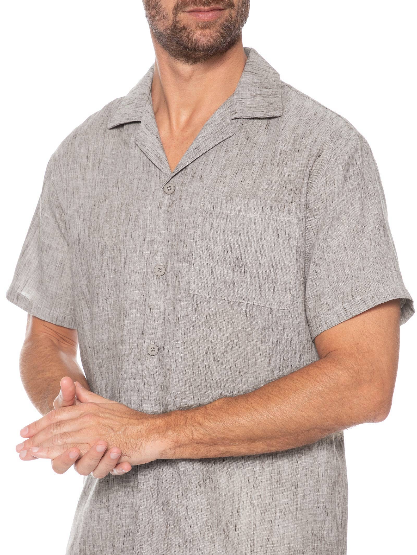 Camisa Masculina Manga Curta Marrom Basiq Men