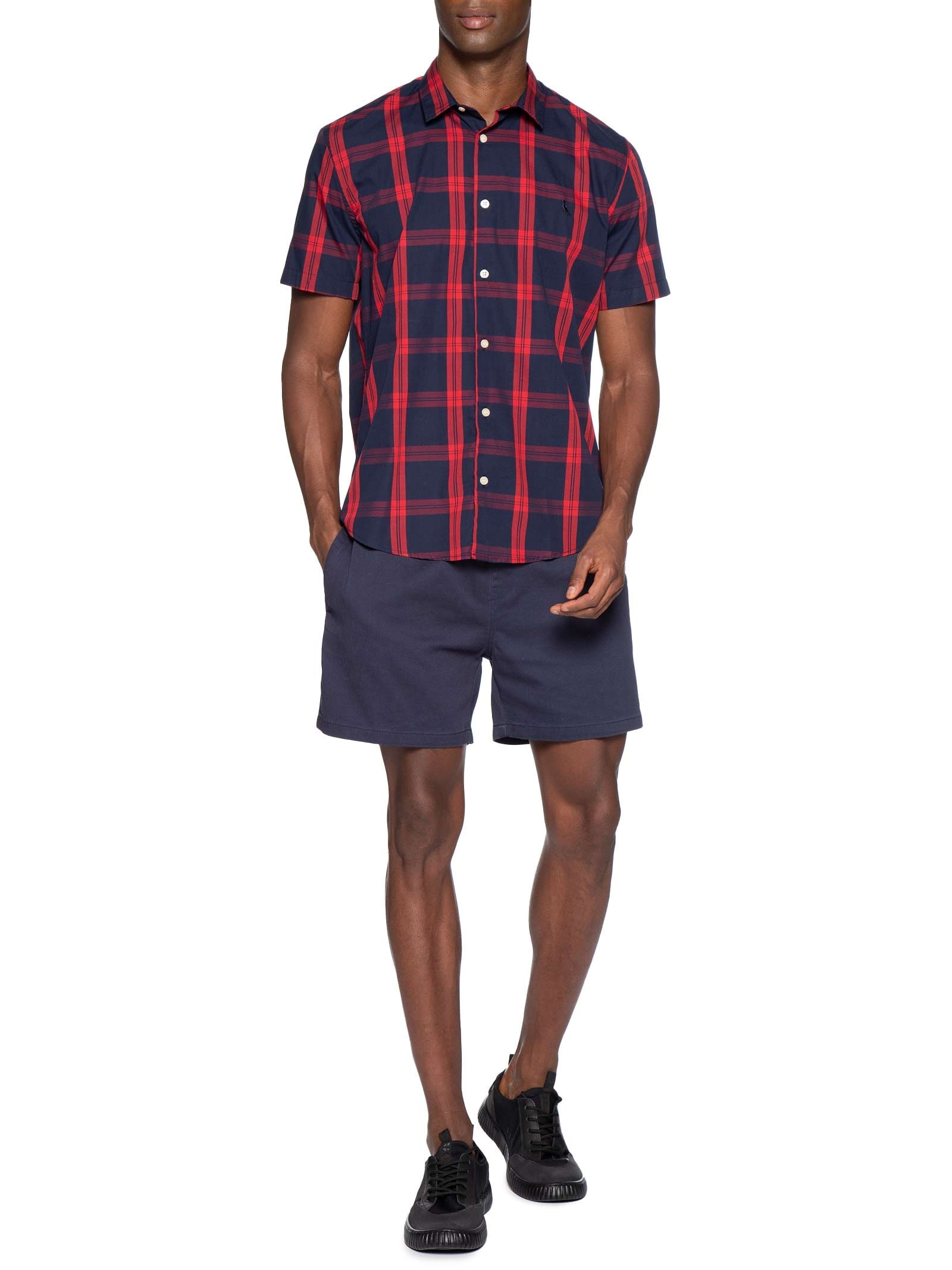 Camisa Masculina Manga Curta Matteo Azul Reserva