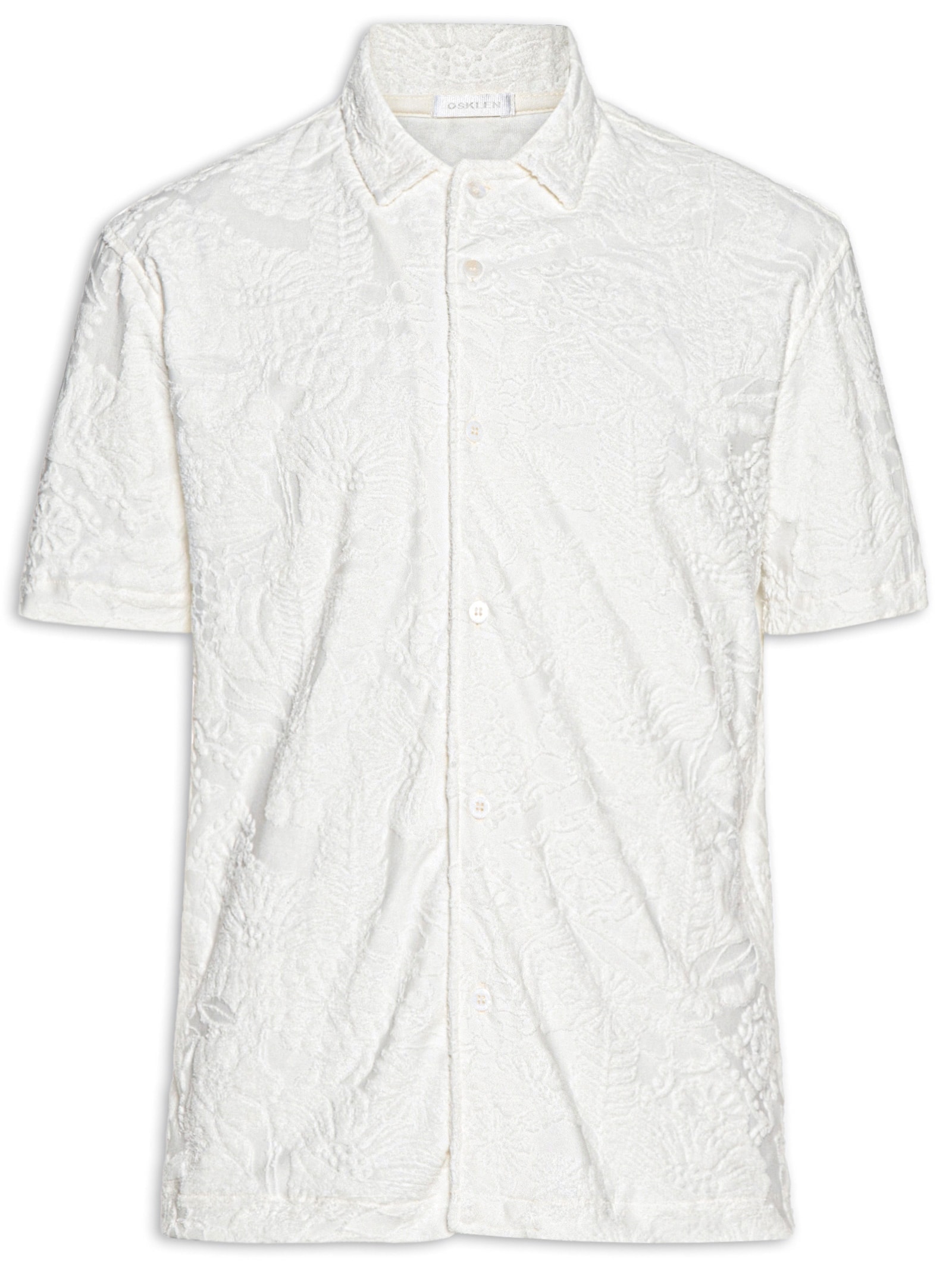 Camisa Masculina Manga Curta Nature Jacquard Atoalhado Branco Osklen
