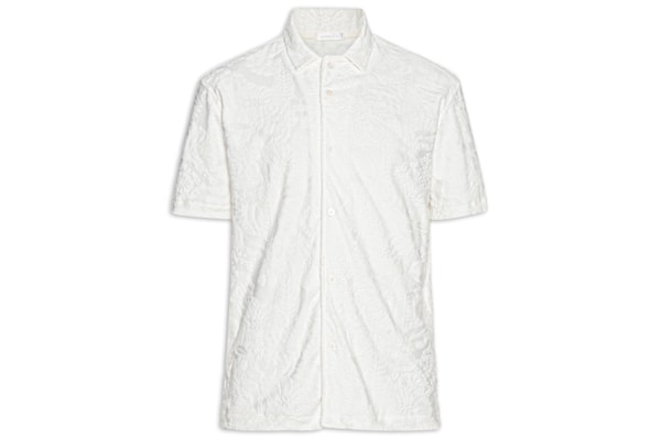 Camisa Masculina Manga Curta Nature Jacquard Atoalhado - Branco