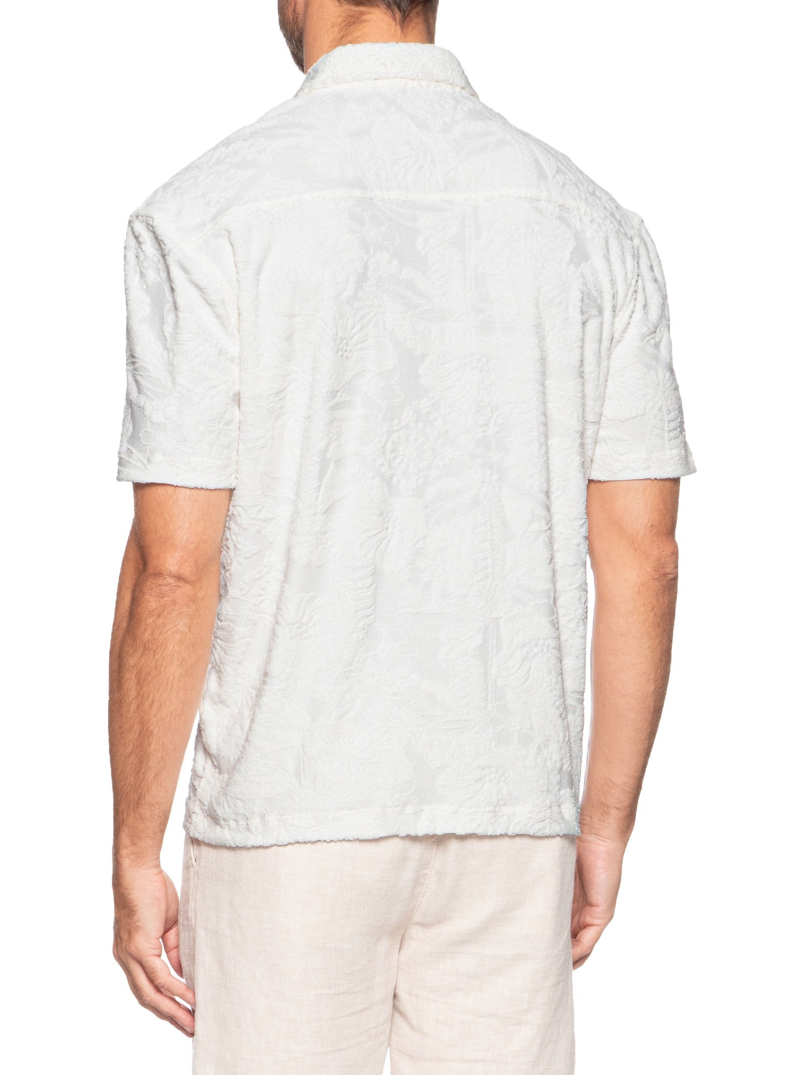 Camisa Masculina Manga Curta Nature Jacquard Atoalhado Branco Osklen