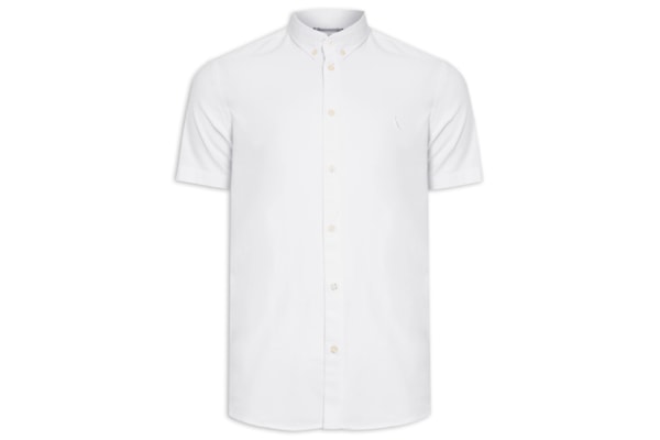Camisa Masculina Manga Curta Oxford Color - Branco