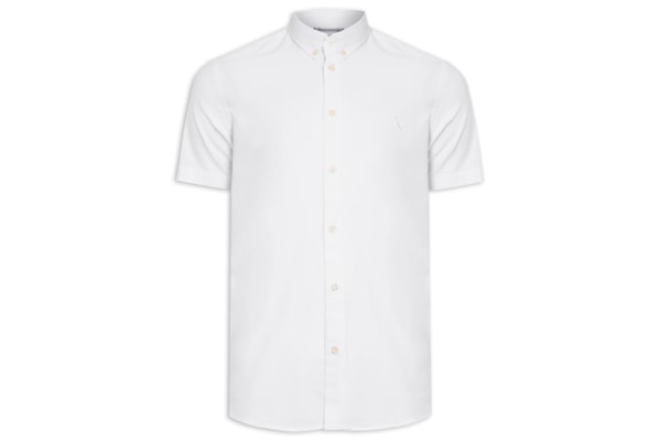 Camisa Masculina Manga Curta Oxford Color - Branco