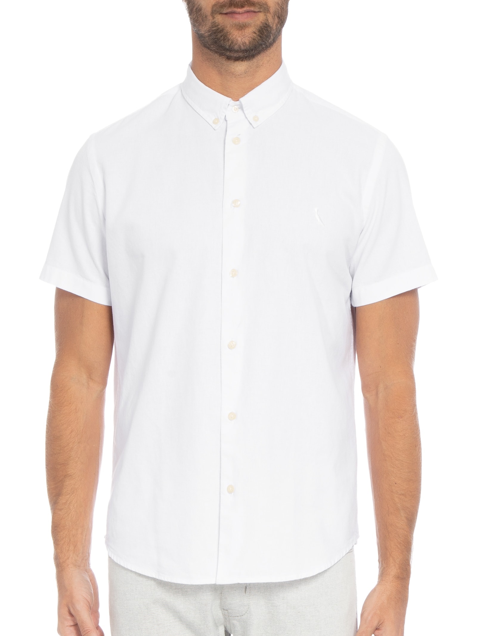 Camisa Masculina Manga Curta Oxford Color Branco Reserva