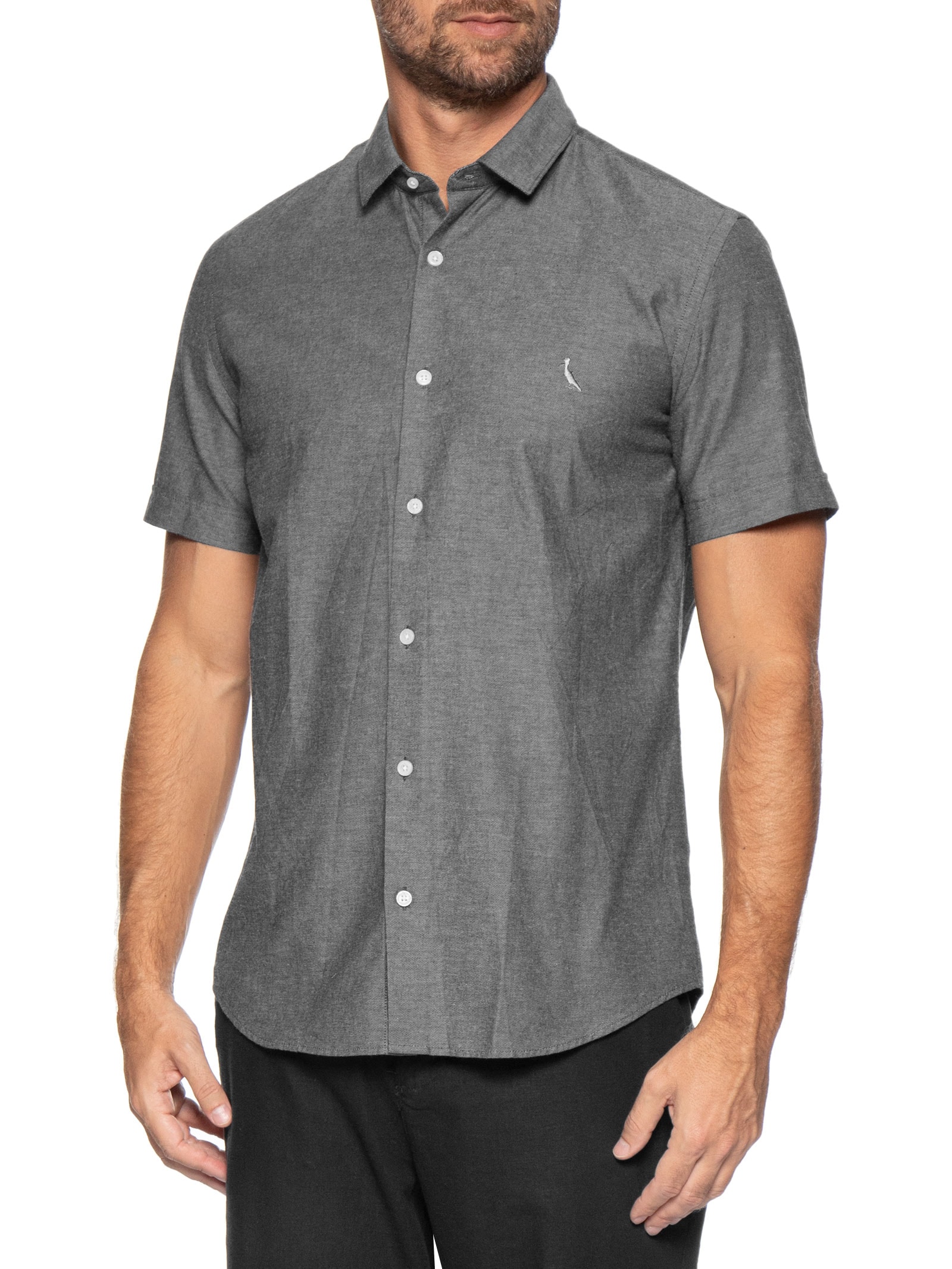 Camisa Masculina Manga Curta Oxford Color Preto Reserva