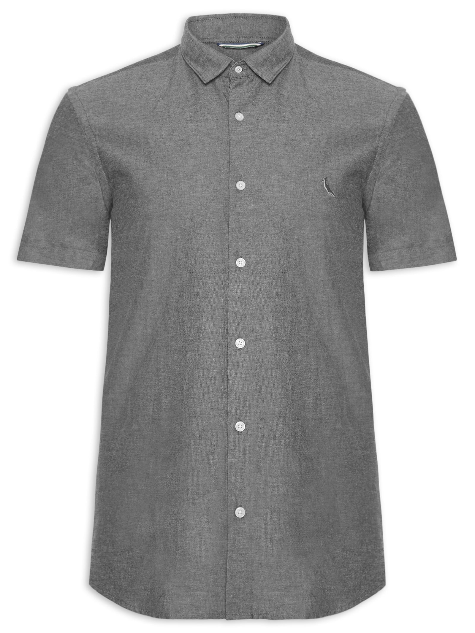 Camisa Masculina Manga Curta Oxford Color Preto Reserva