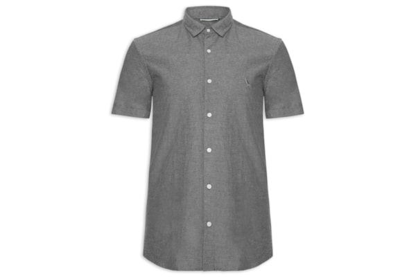 Camisa Masculina Manga Curta Oxford Color - Preto