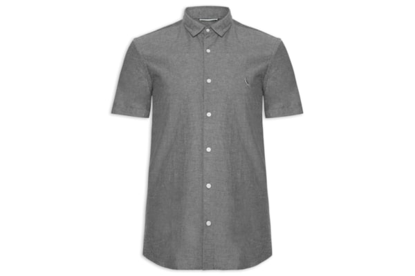 Camisa Masculina Manga Curta Oxford Color - Preto