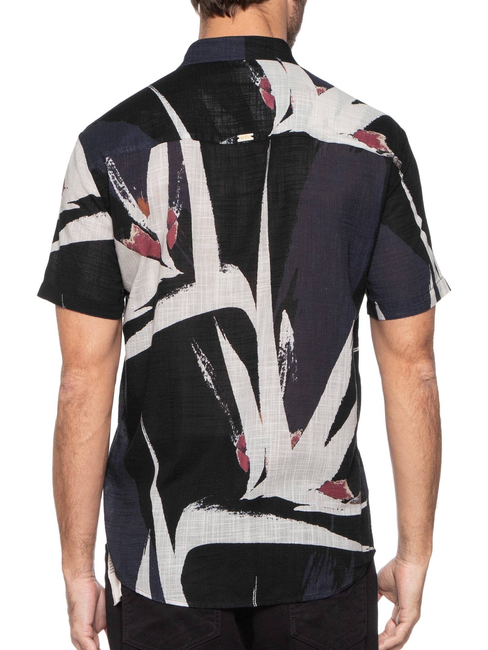 Camisa Masculina Manga Curta Paradise Brush Preto Foxton