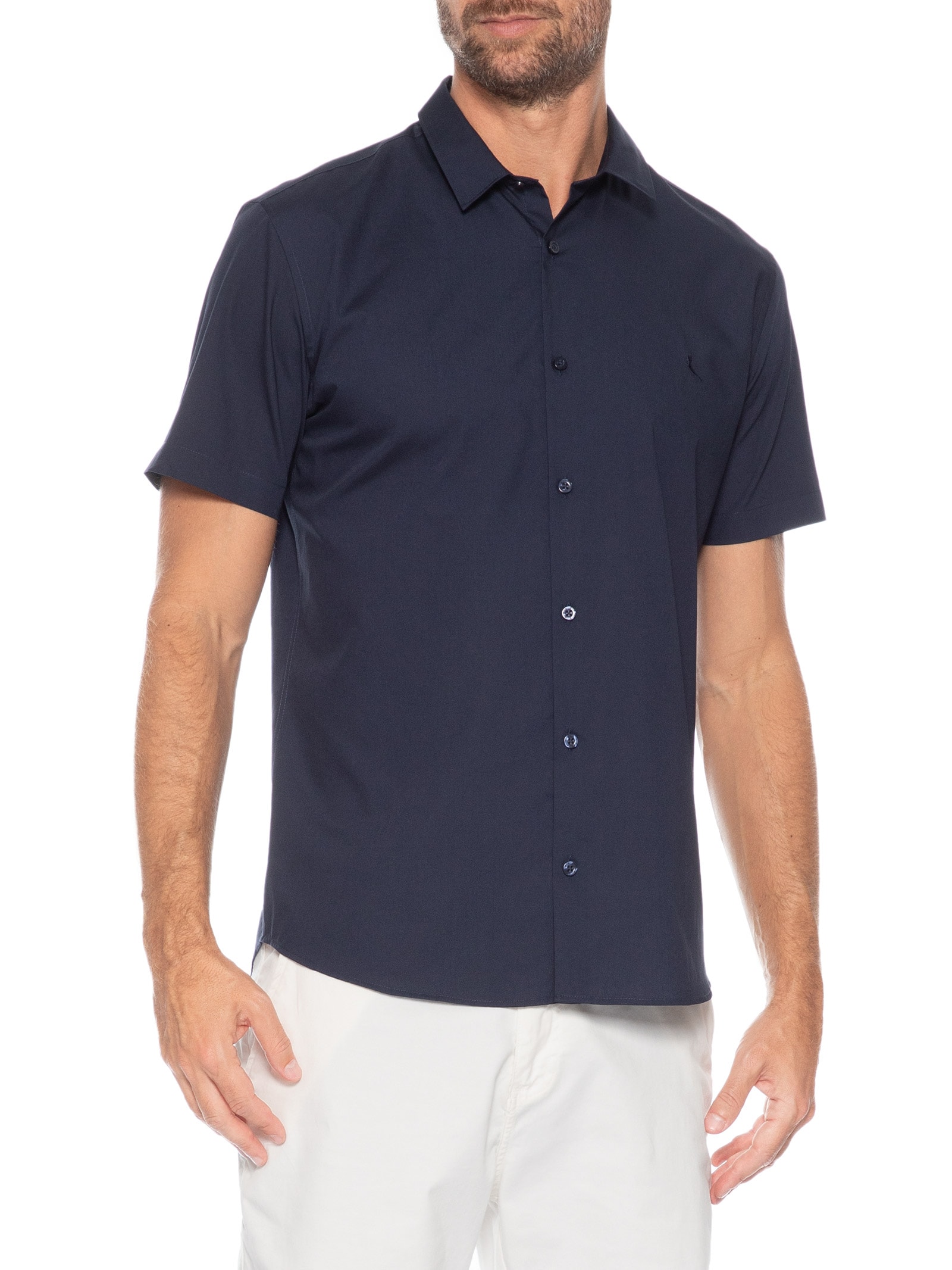 Camisa Masculina Manga Curta Prado Azul Reserva