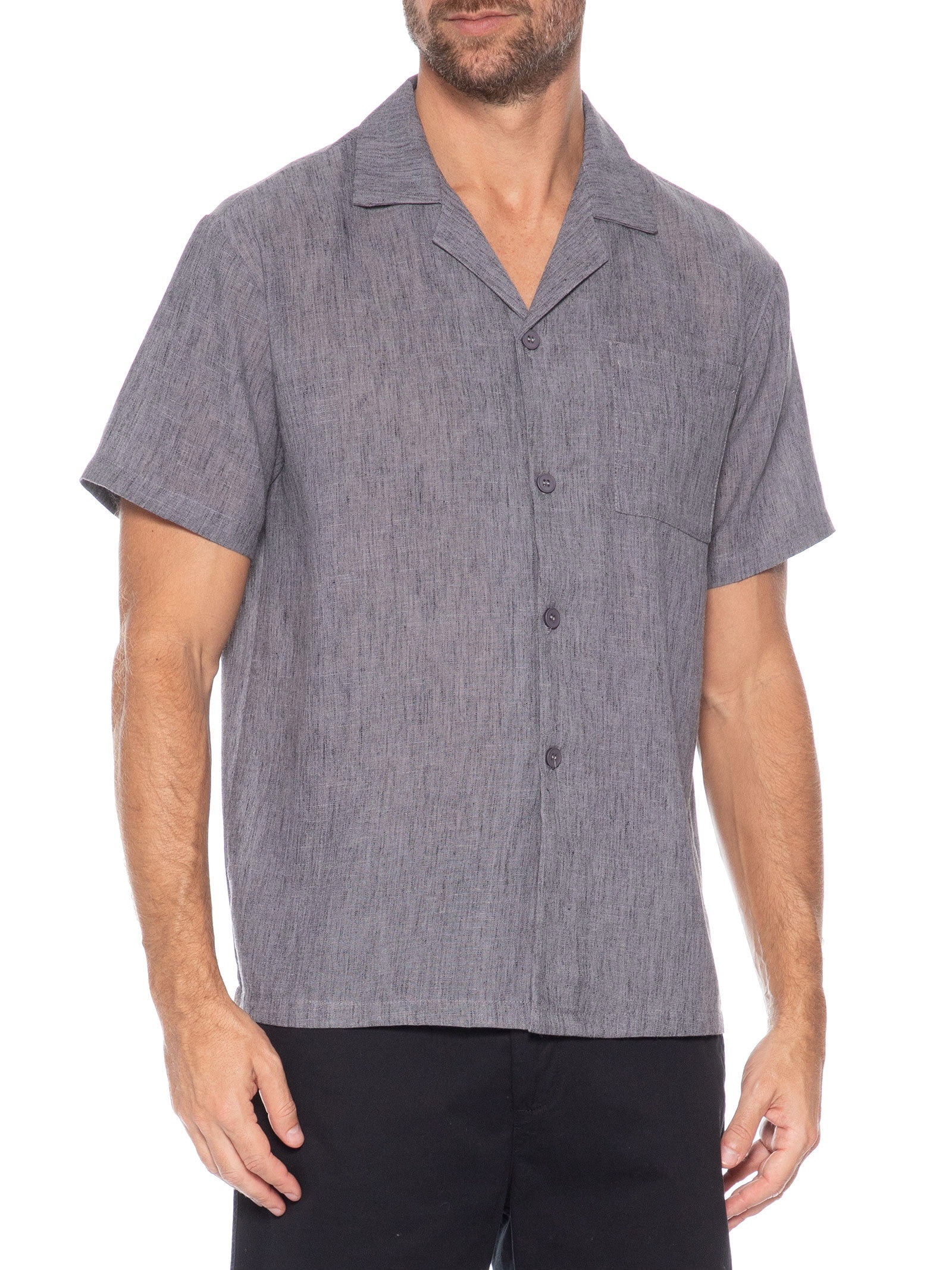 Camisa Masculina Manga Curta Preto Basiq Men
