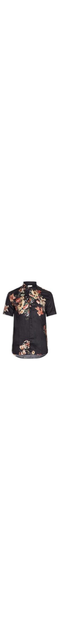 Camisa Masculina Manga Curta Puro Linho Arles - Preto