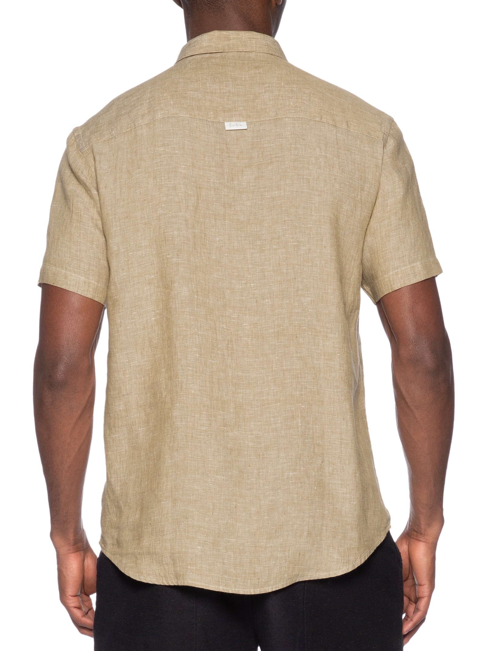 Camisa Masculina Manga Curta Puro Linho Estival Marrom Foxton