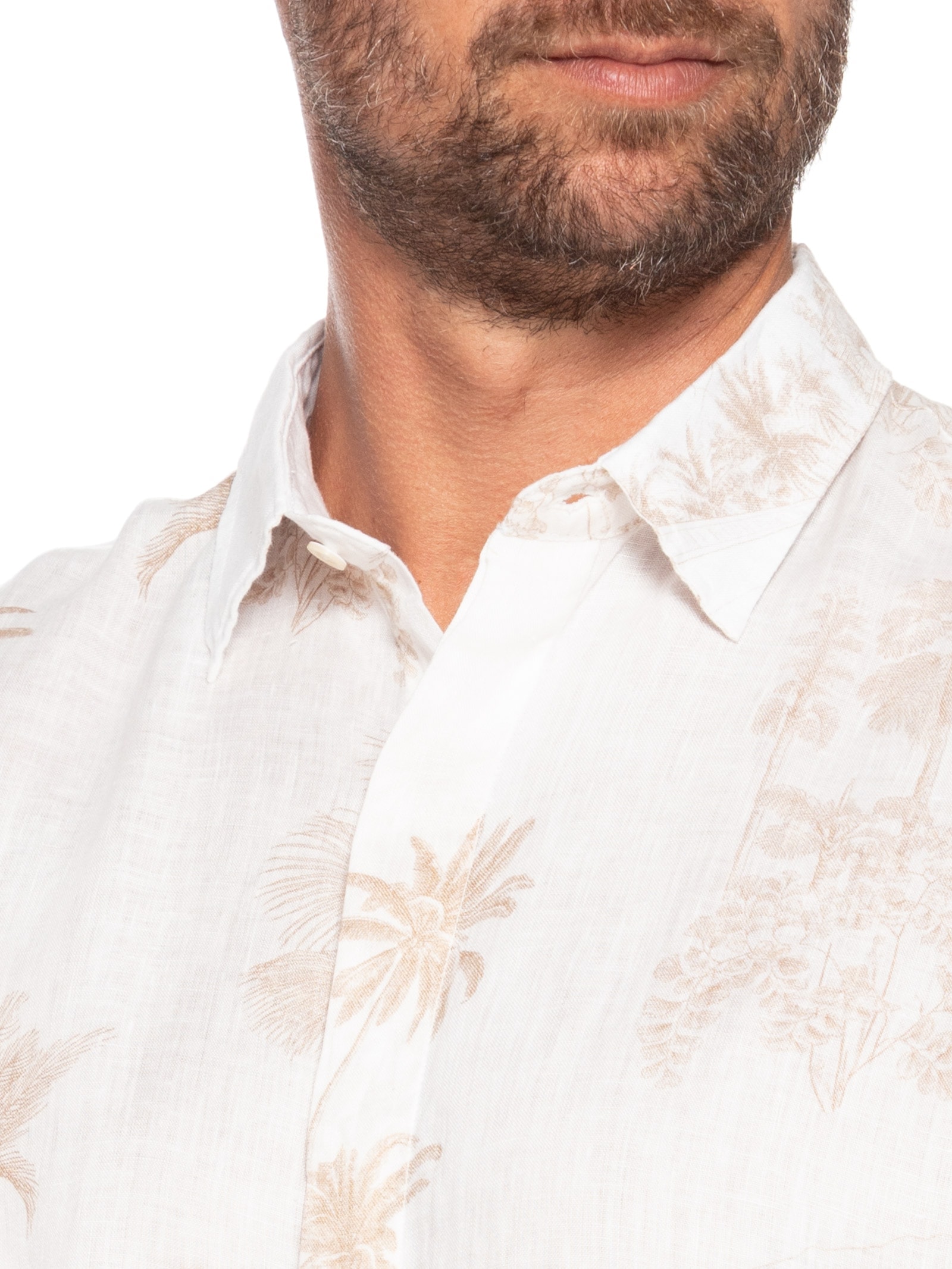 Camisa Masculina Manga Curta Puro Linho Off White Foxton