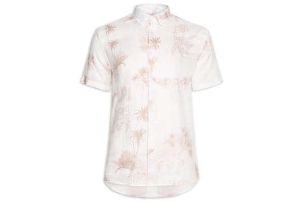 Camisa Masculina Manga Curta Puro Linho - Off White