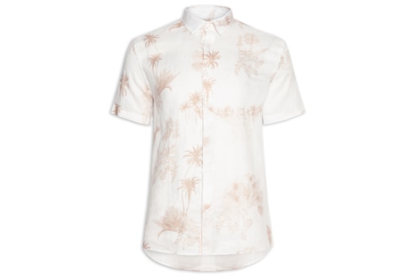 Camisa Masculina Manga Curta Puro Linho - Off White