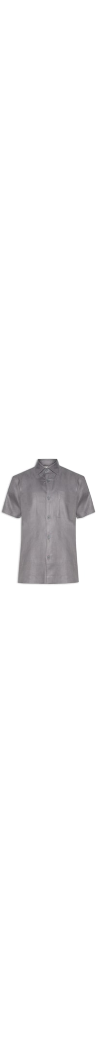 Camisa Masculina Manga Curta Puro Linho Portofino - Cinza