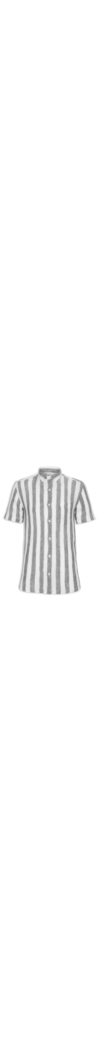 Camisa Masculina Manga Curta Puro Linho Stripe - Preto
