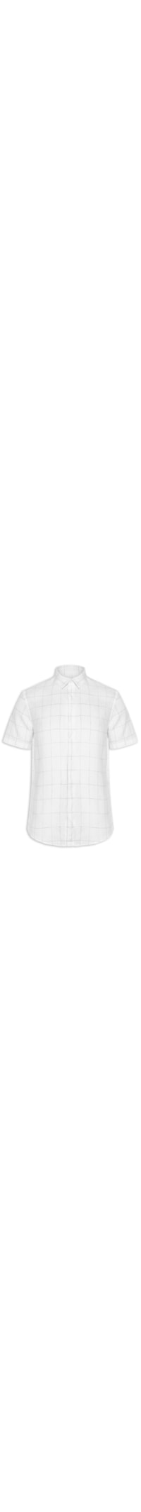Camisa Masculina Manga Curta Puro Linho Xadrez Egeu - Branco