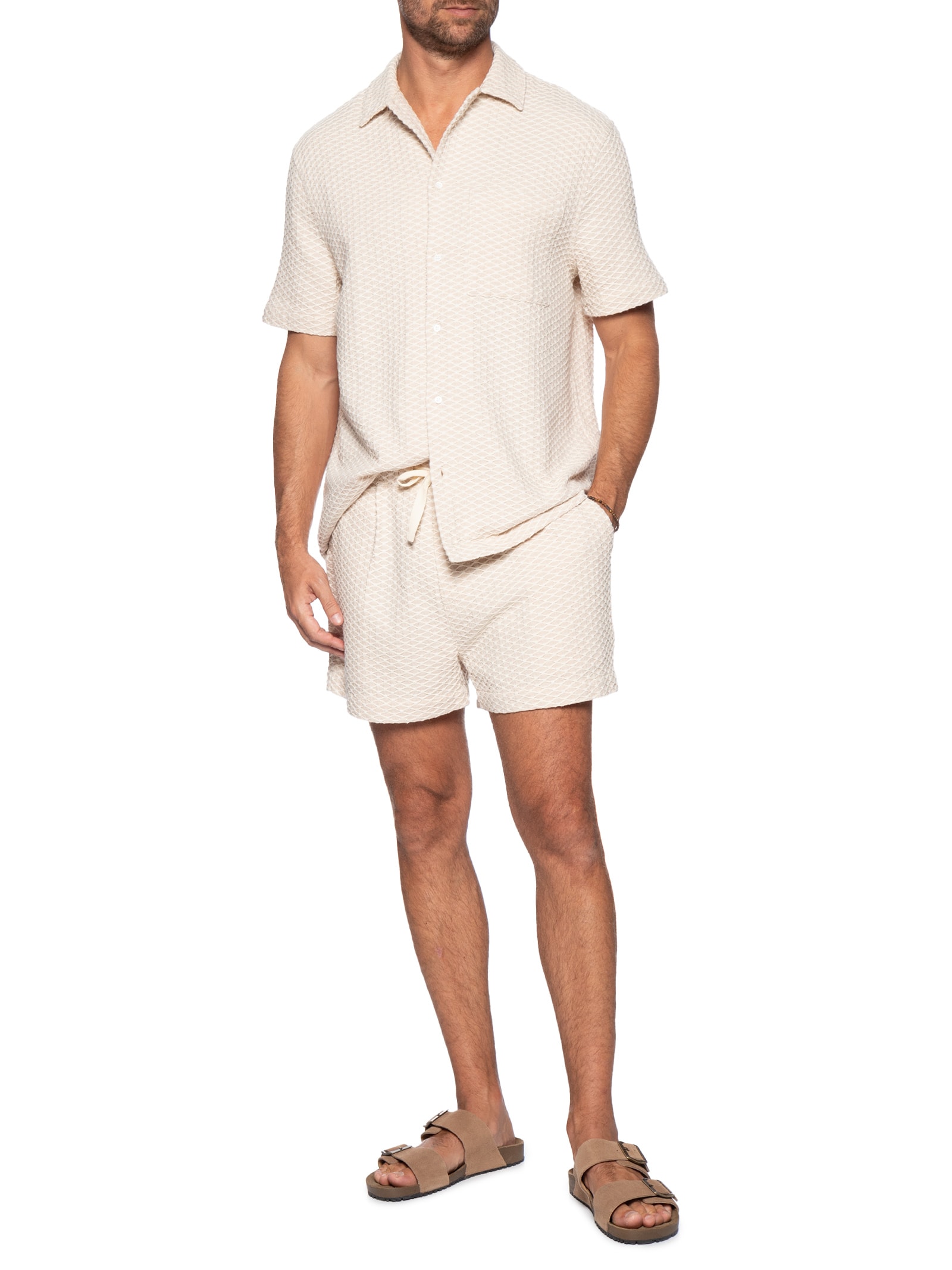 Camisa Masculina Manga Curta Rustic Caiçara Bege Osklen