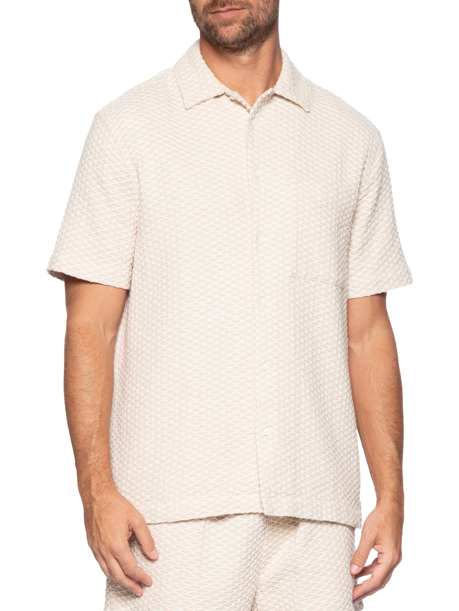 Camisa Masculina Manga Curta Rustic Caiçara Bege Osklen