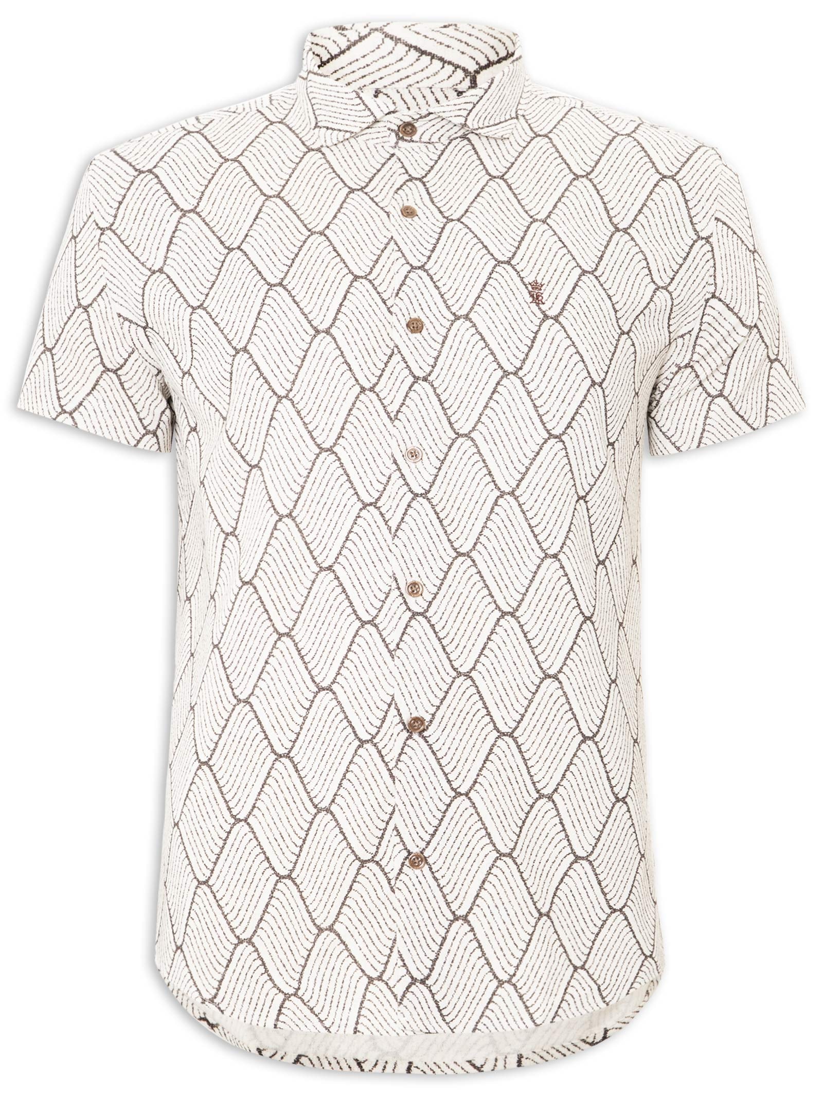 Camisa Masculina Manga Curta Rústica Waves – Bege Sergio K