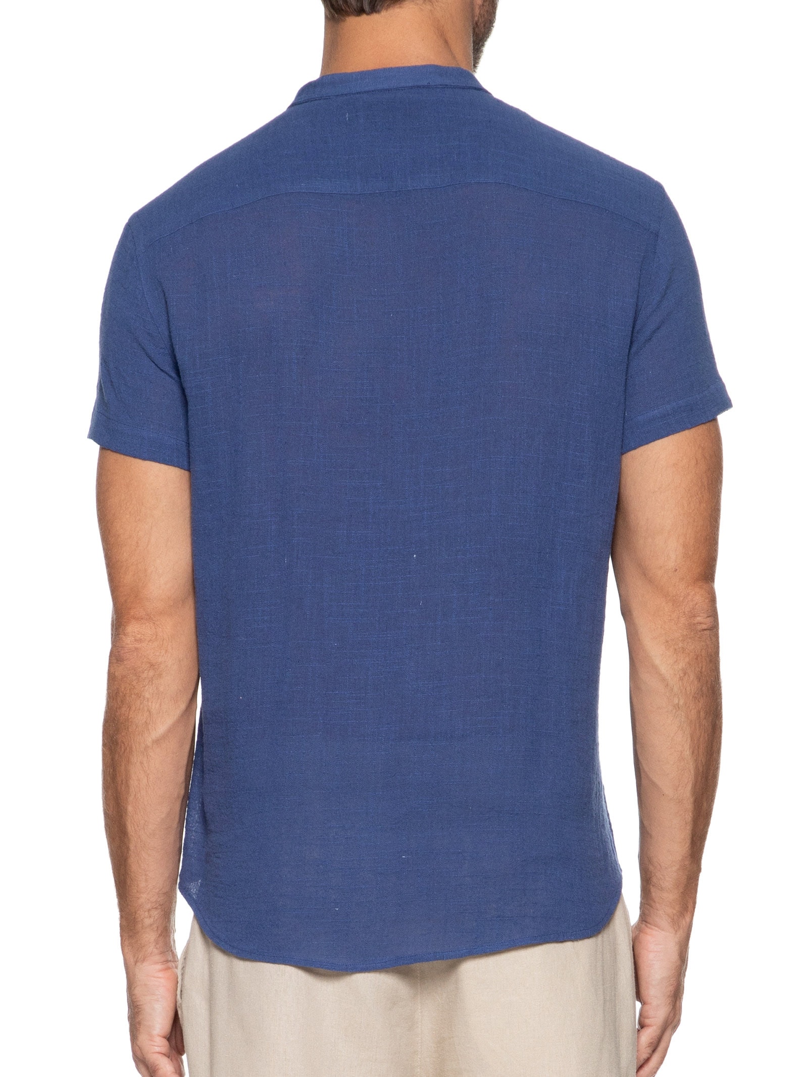 Camisa Masculina Manga Curta Santorini Azul Sergio K