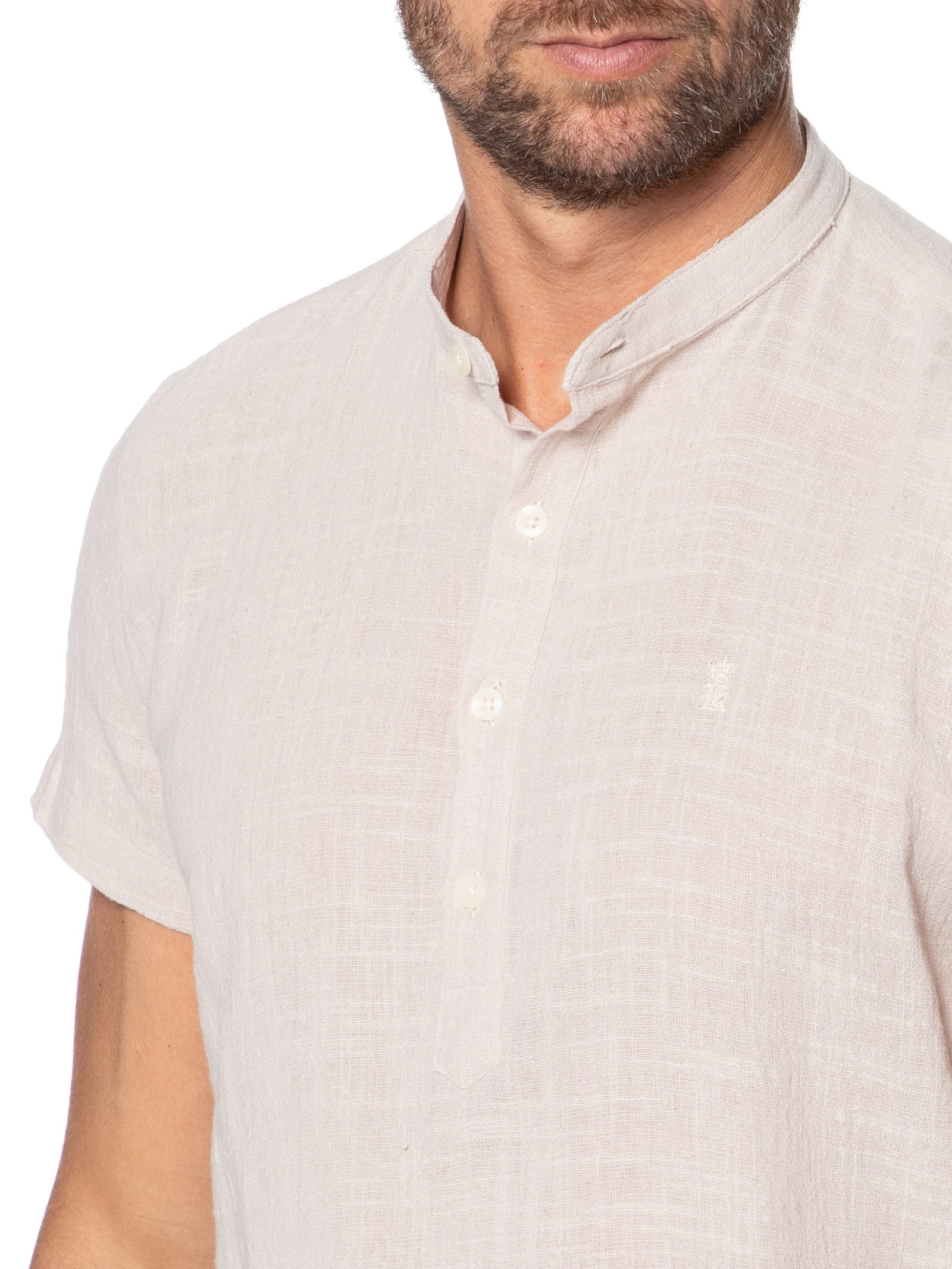 Camisa Masculina Manga Curta Santorini Bege Sergio K