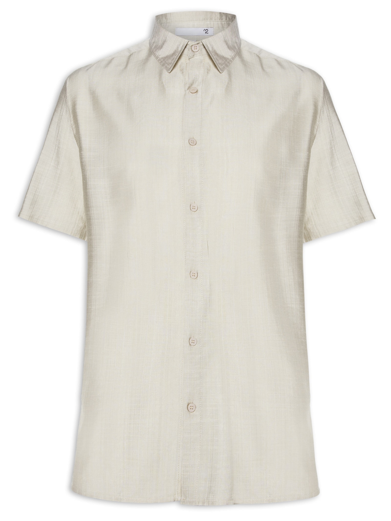 Camisa Masculina Manga Curta Texturizada Bege '2 Essential