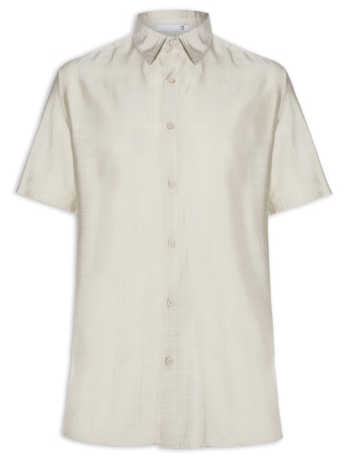 Camisa Masculina Manga Curta Texturizada – Bege
