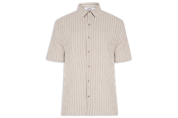 Camisa Masculina Manga Curta Texturizada - Bege