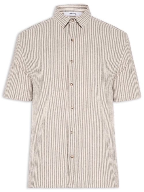 Camisa Masculina Manga Curta Texturizada – Bege
