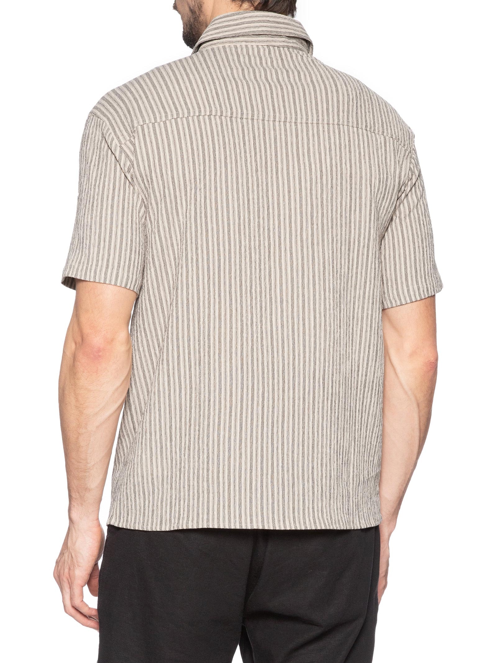 Camisa Masculina Manga Curta Texturizada Bege Basiq Men