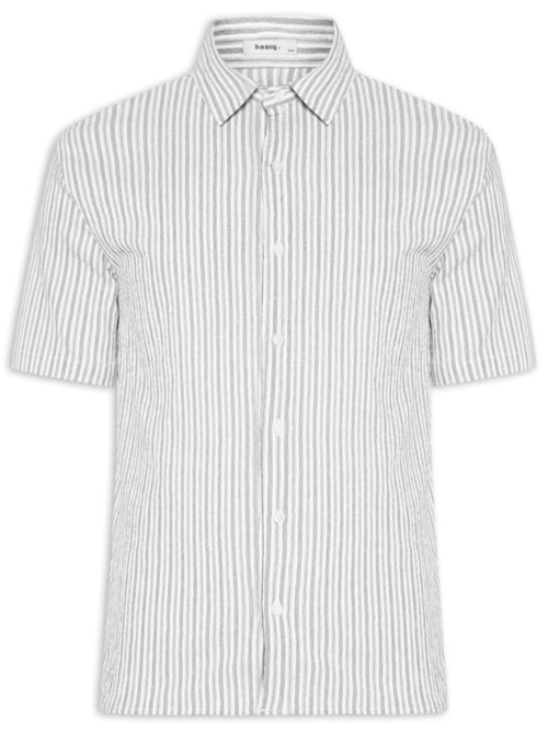 Camisa Masculina Manga Curta Texturizada – Branco