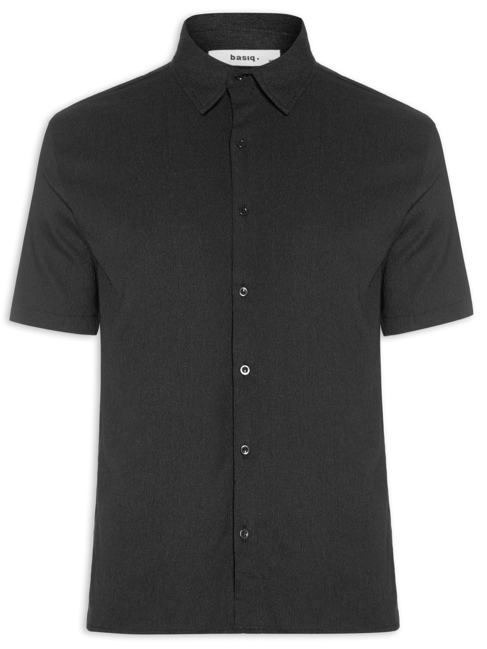 Camisa Masculina Manga Curta Texturizada Preto Basiq Men